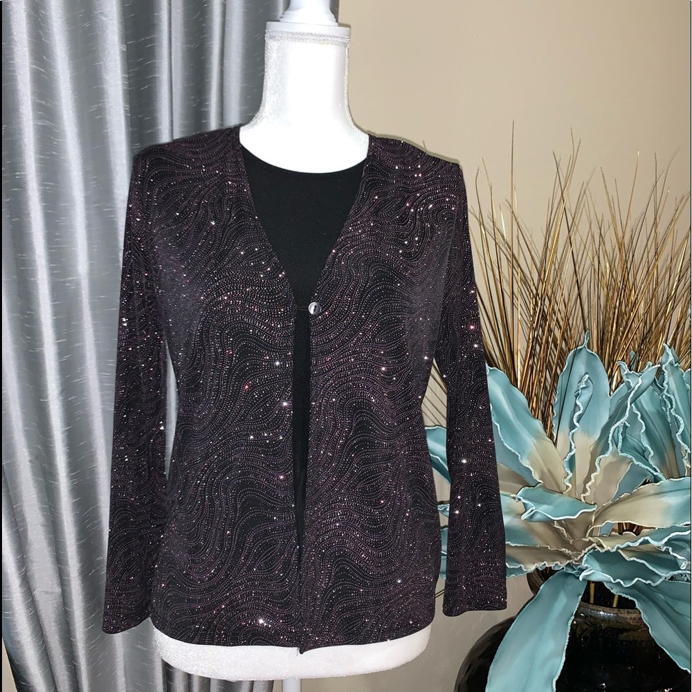Notations sparkling stretchy long sleeves top